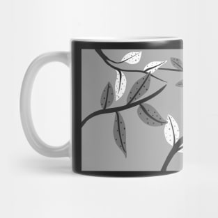 Leaves Black White And Gray Mug